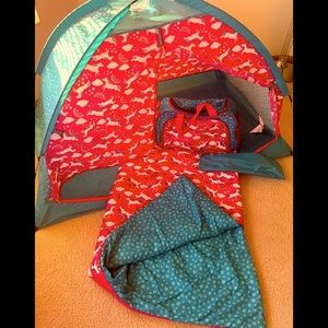 Lk New Grls 3 Pc Unicorn Tent, Sleepbag& Carry